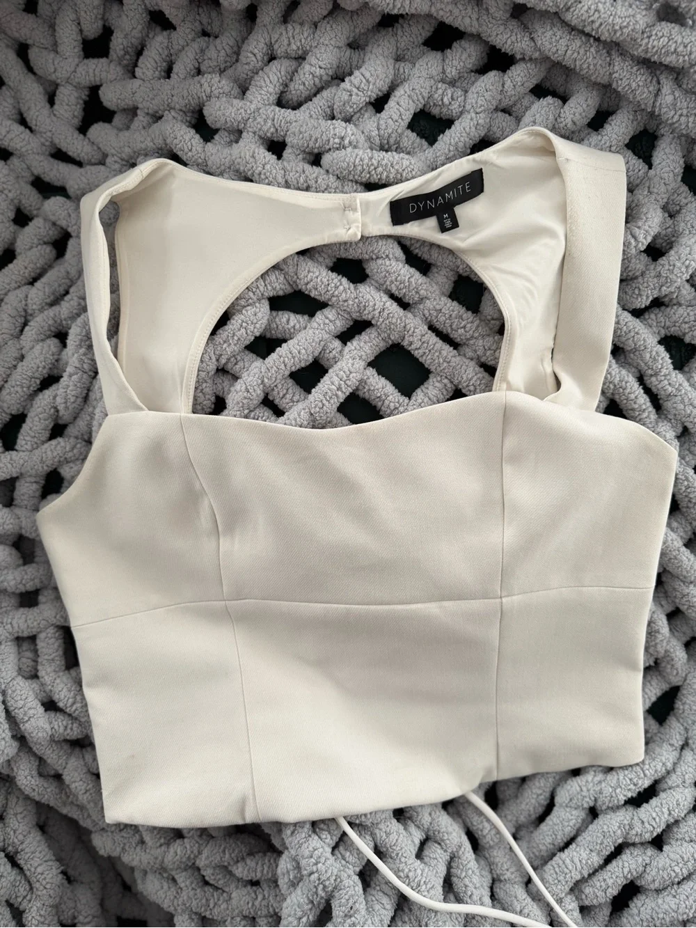 Dynamite Cream Structured Cropped Tank - Picture 1 of 5